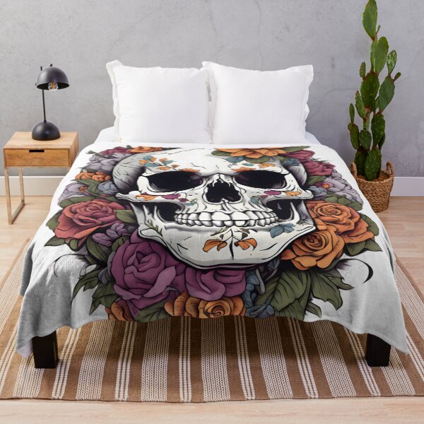 Item preview, Una calavera decorada al estilo mexicano, rodeada por flores multicolores designed and sold by IceCreamSmile.