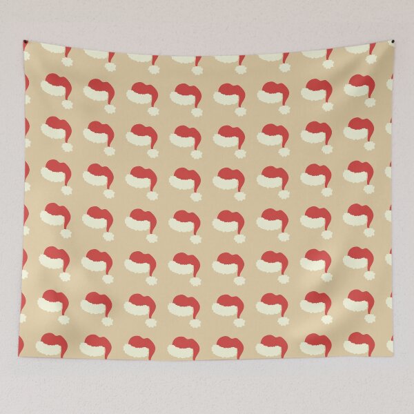 Item preview,  Beige and Red Santa Hats Classic Vintage Christmas Pattern designed and sold by blomastudios.