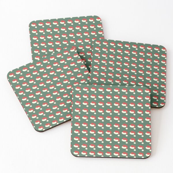 Item preview, Pine Green Santa Hats Classic Vintage Boho Christmas Pattern designed and sold by blomastudios.