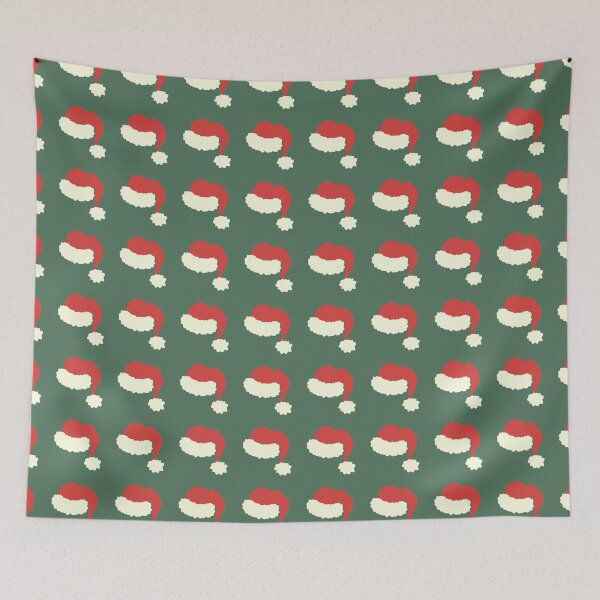 Item preview, Pine Green Santa Hats Classic Vintage Boho Christmas Pattern designed and sold by blomastudios.