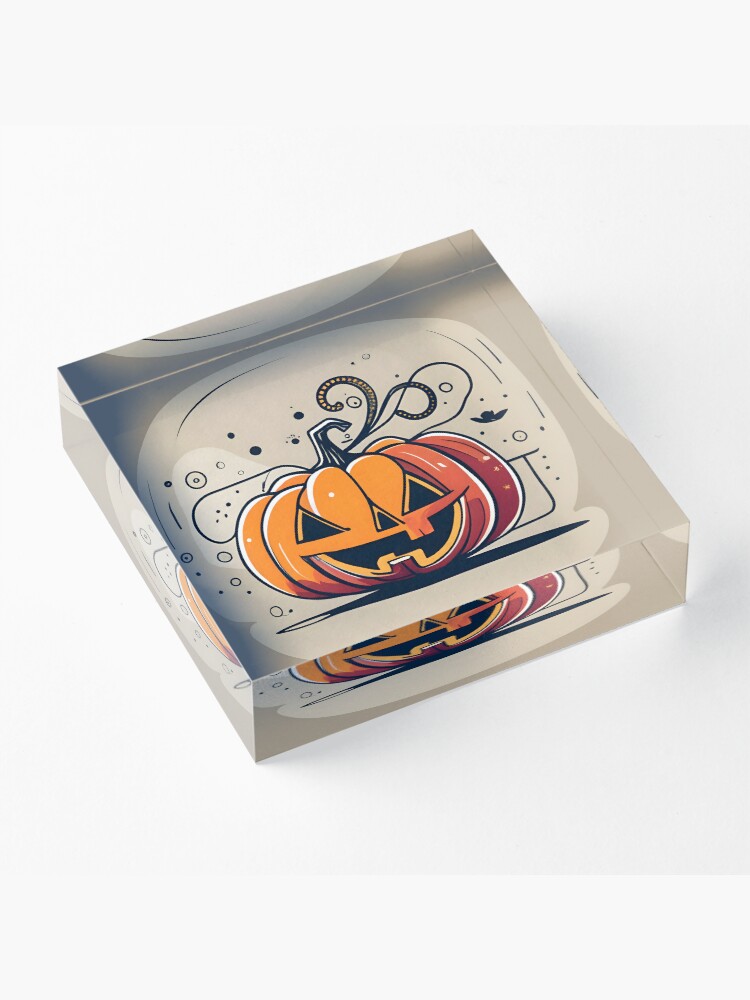 Thumbnail 3 of 5, Acrylic Block, Orange Pumpkin Halloween designed and sold by Patricks-Art.
