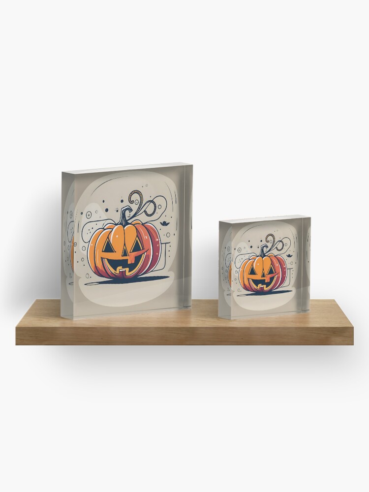 Thumbnail 4 of 5, Acrylic Block, Orange Pumpkin Halloween designed and sold by Patricks-Art.
