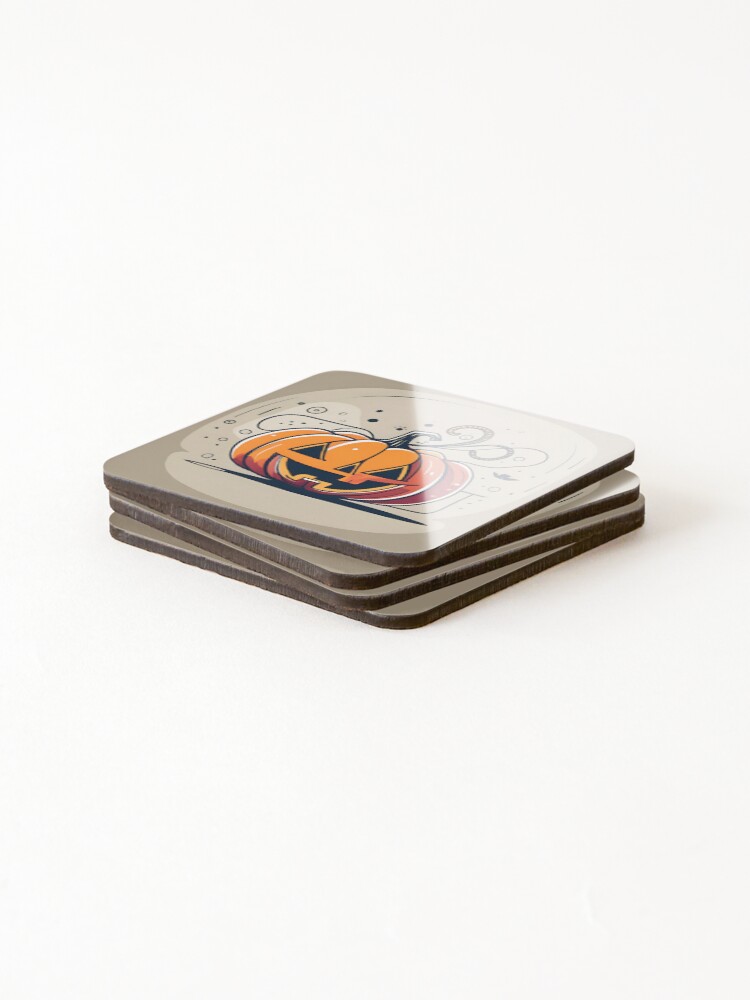 Thumbnail 4 of 5, Coasters (Set of 4), Orange Pumpkin Halloween designed and sold by Patricks-Art.