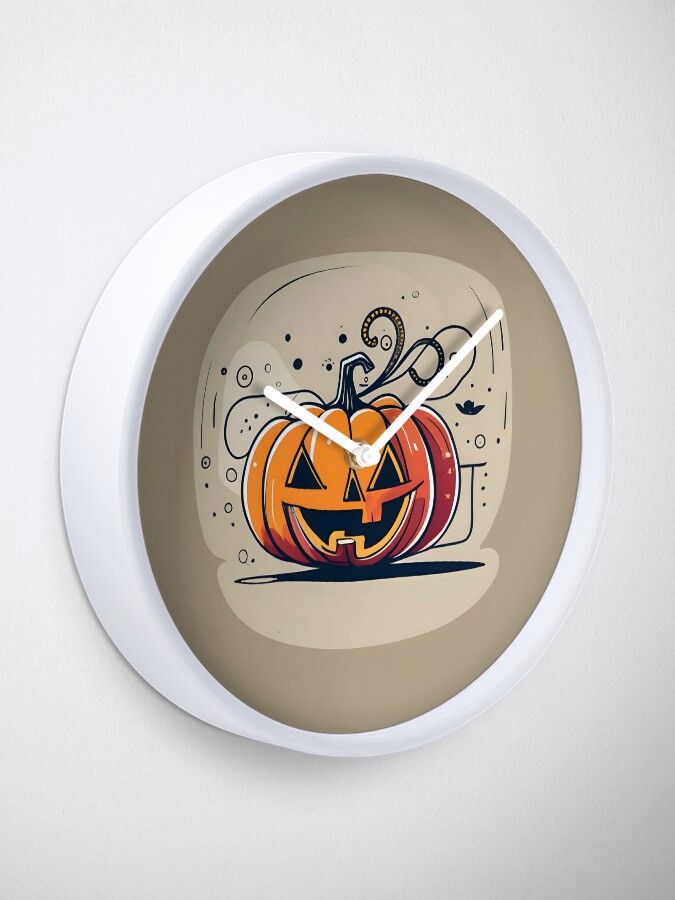 Thumbnail 1 of 4, Clock, Orange Pumpkin Halloween designed and sold by Patricks-Art.