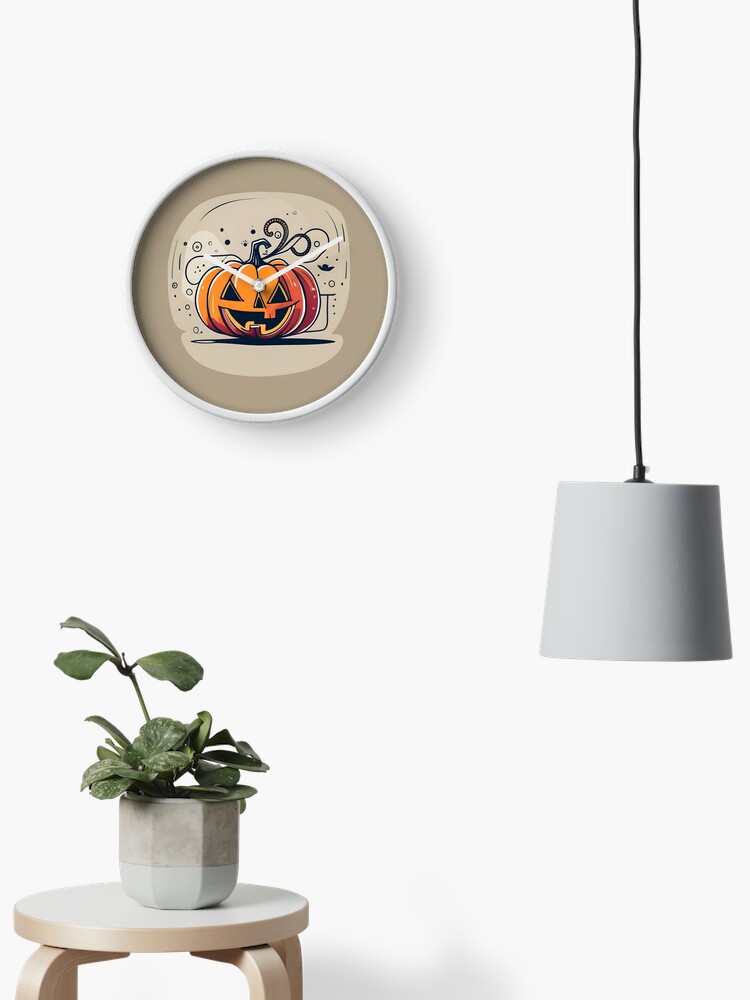 Thumbnail 2 of 4, Clock, Orange Pumpkin Halloween designed and sold by Patricks-Art.