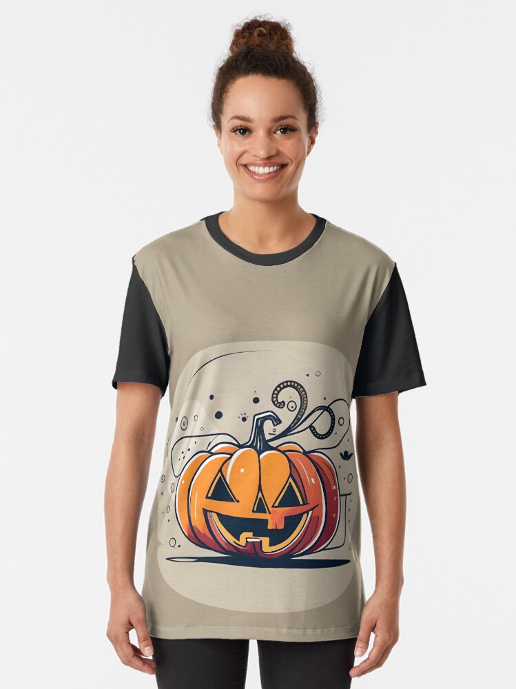Thumbnail 2 of 5, Graphic T-Shirt, Orange Pumpkin Halloween designed and sold by Patricks-Art.