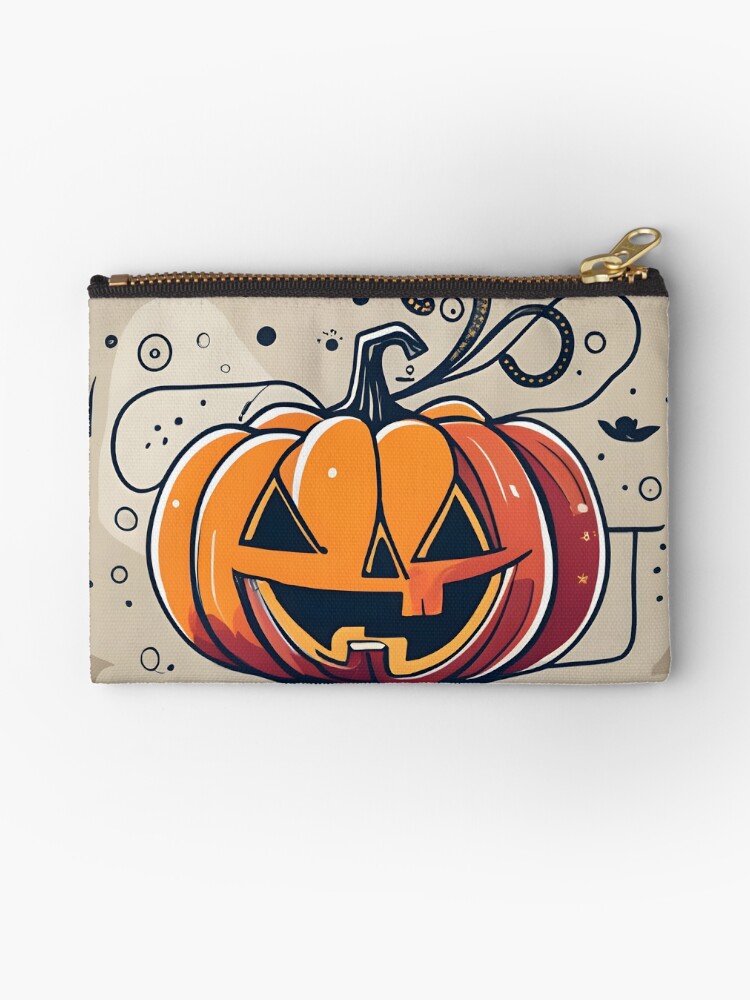 Thumbnail 1 of 4, Zipper Pouch, Orange Pumpkin Halloween designed and sold by Patricks-Art.
