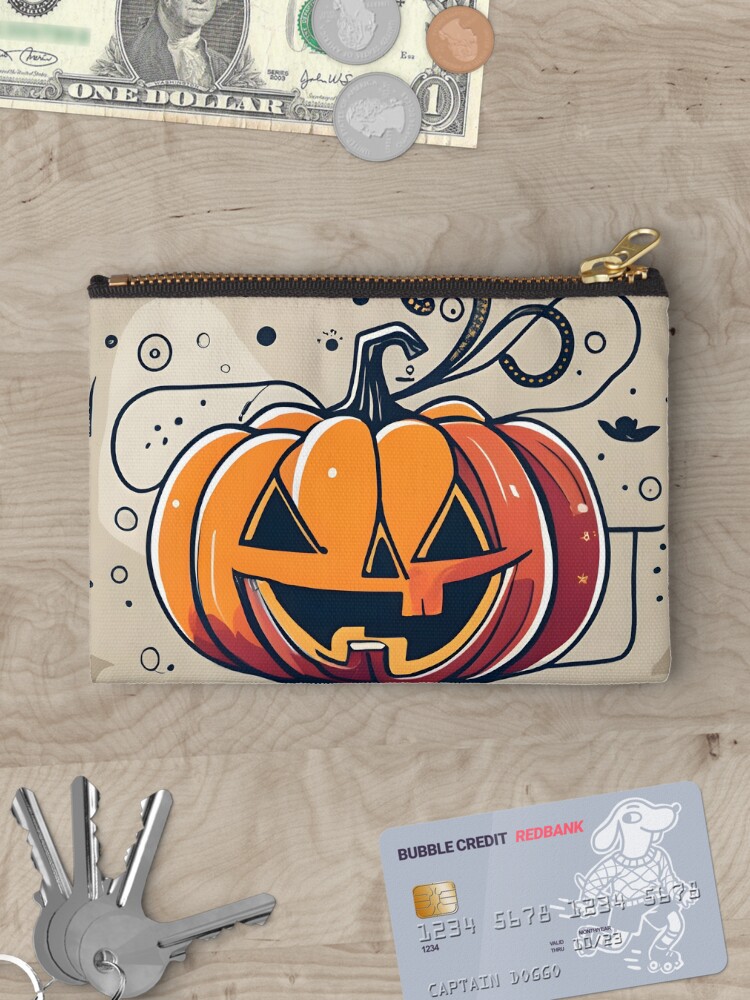 Thumbnail 3 of 4, Zipper Pouch, Orange Pumpkin Halloween designed and sold by Patricks-Art.