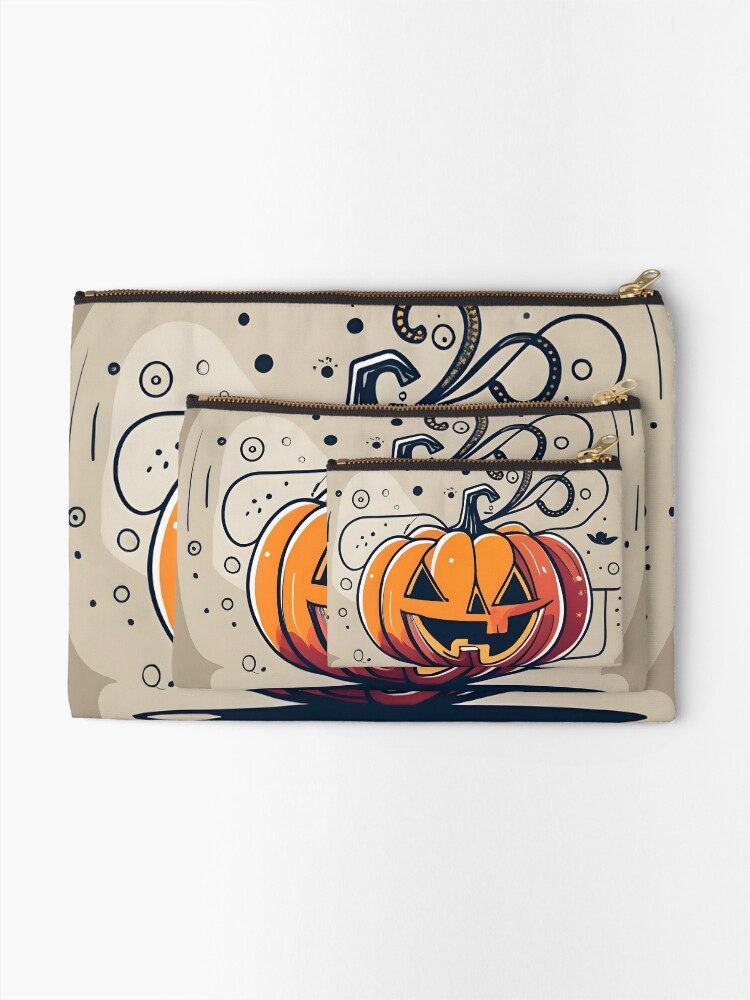 Thumbnail 2 of 4, Zipper Pouch, Orange Pumpkin Halloween designed and sold by Patricks-Art.