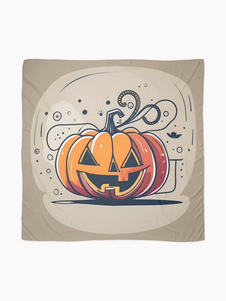 Thumbnail 2 of 3, Scarf, Orange Pumpkin Halloween designed and sold by Patricks-Art.