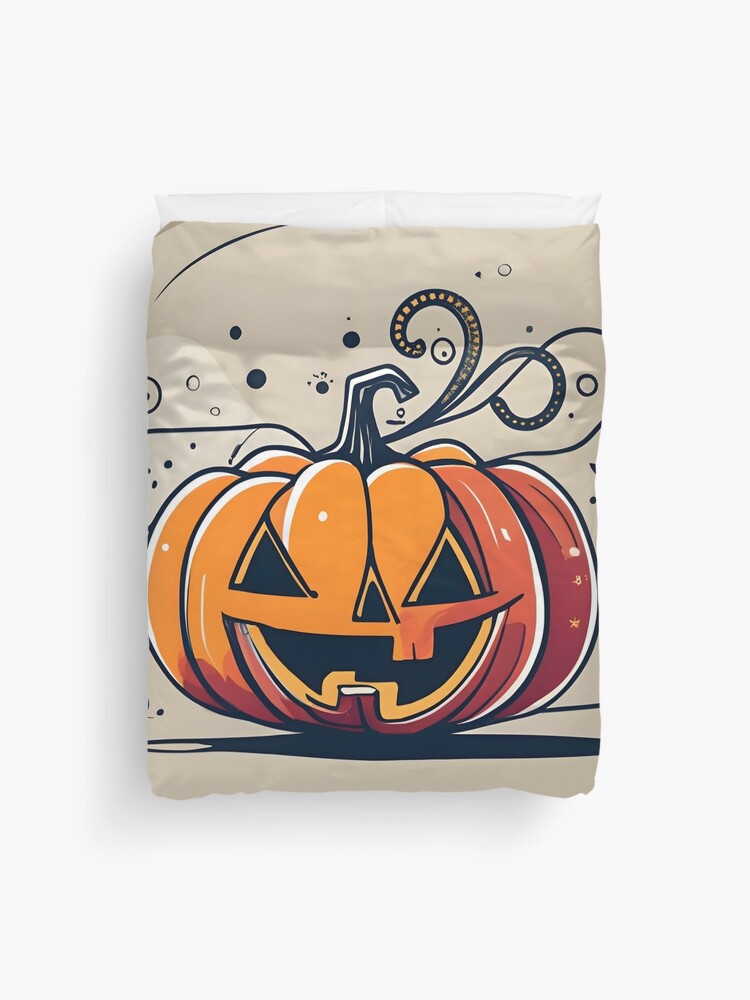 Thumbnail 1 of 2, Duvet Cover, Orange Pumpkin Halloween designed and sold by Patricks-Art.