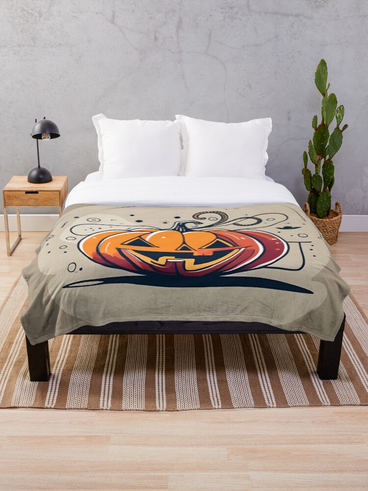 Thumbnail 1 of 6, Throw Blanket, Orange Pumpkin Halloween designed and sold by Patricks-Art.