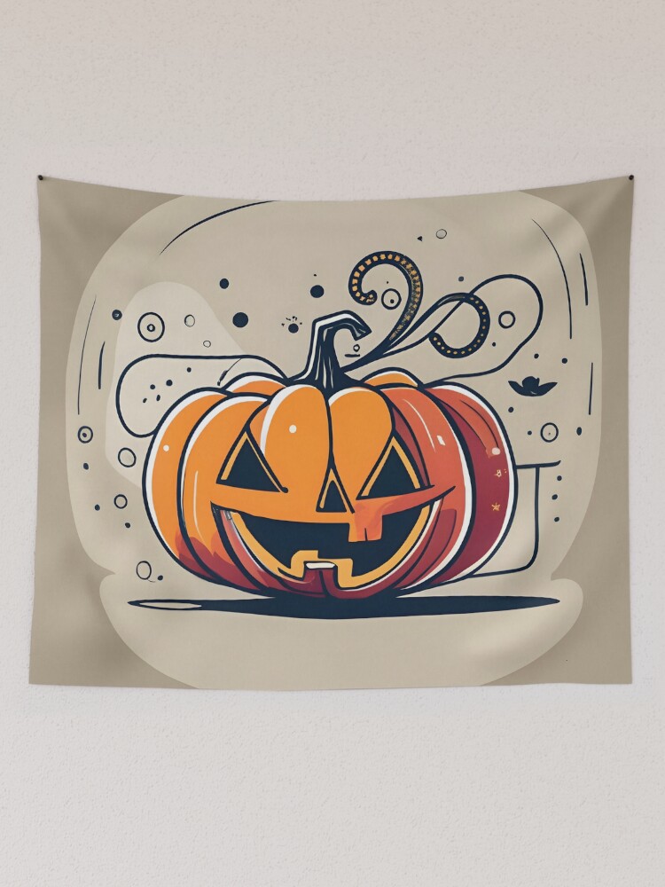 Thumbnail 2 of 3, Tapestry, Orange Pumpkin Halloween designed and sold by Patricks-Art.