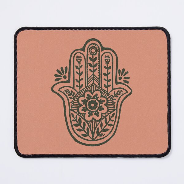 Artikelvorschau, Hamsa Flora Linocut - Coral + Pine entworfen und verkauft von Irene Estelle.