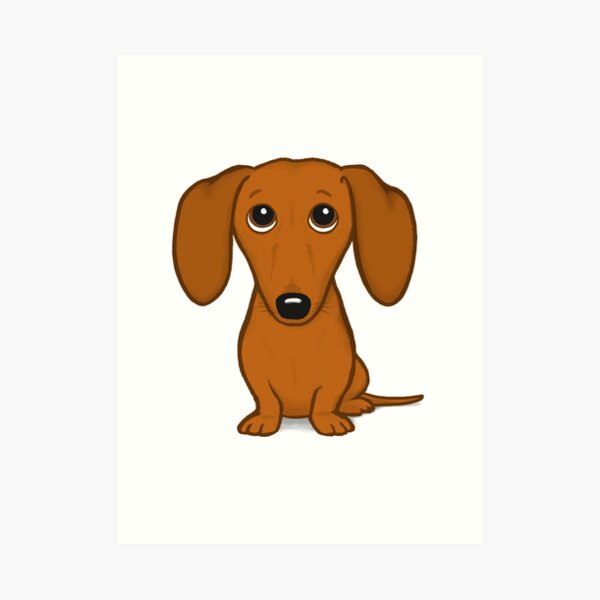 "Cute Dachshund | Cartoon Wiener Dog" Art Print by ShortCoffee | Redbubble