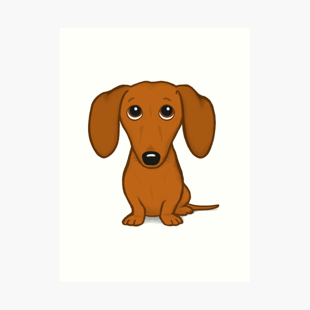 "Dachshund Cartoon Dog" Art Print by ShortCoffee | Redbubble
