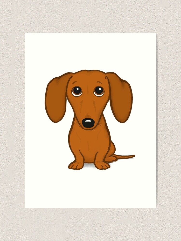"Cute Dachshund Cartoon Wiener Dog" Art Print for Sale by ShortCoffee