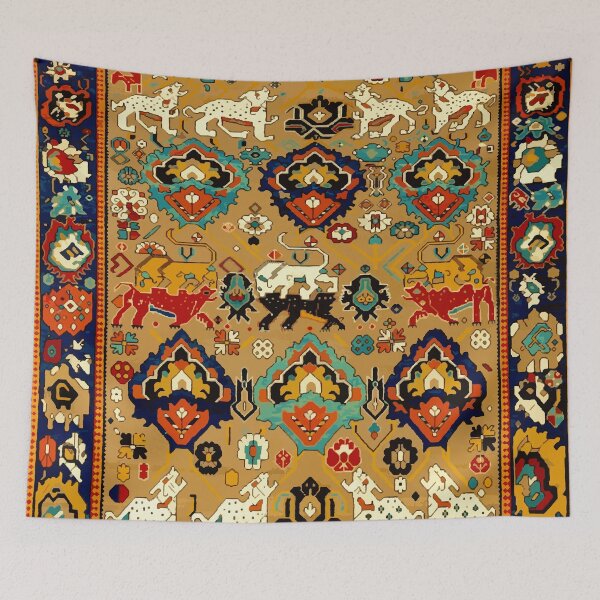 Item preview, Safavid Antique Persian Animal Rug Print designed and sold by Vicky Brago-Mitchell®.