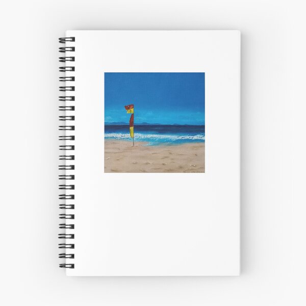 Item preview, Beach with Lifesaver flag overlooking K'gari designed and sold by heidi_kaufmann_art.
