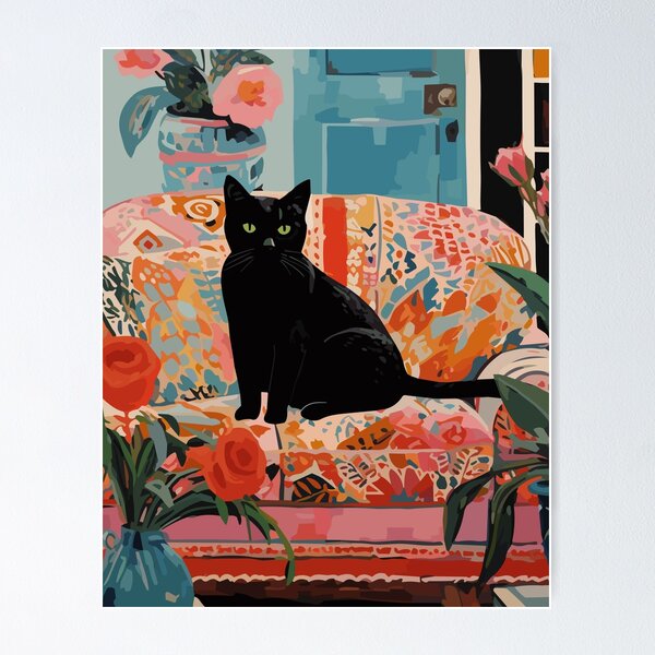 Black Cat's Contentment Poster