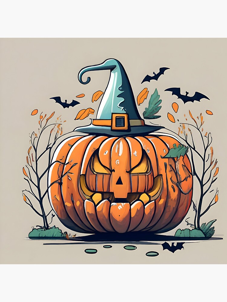 Thumbnail 3 of 3, Pin, Halloween Pumpkin Drawing designed and sold by Patricks-Art.