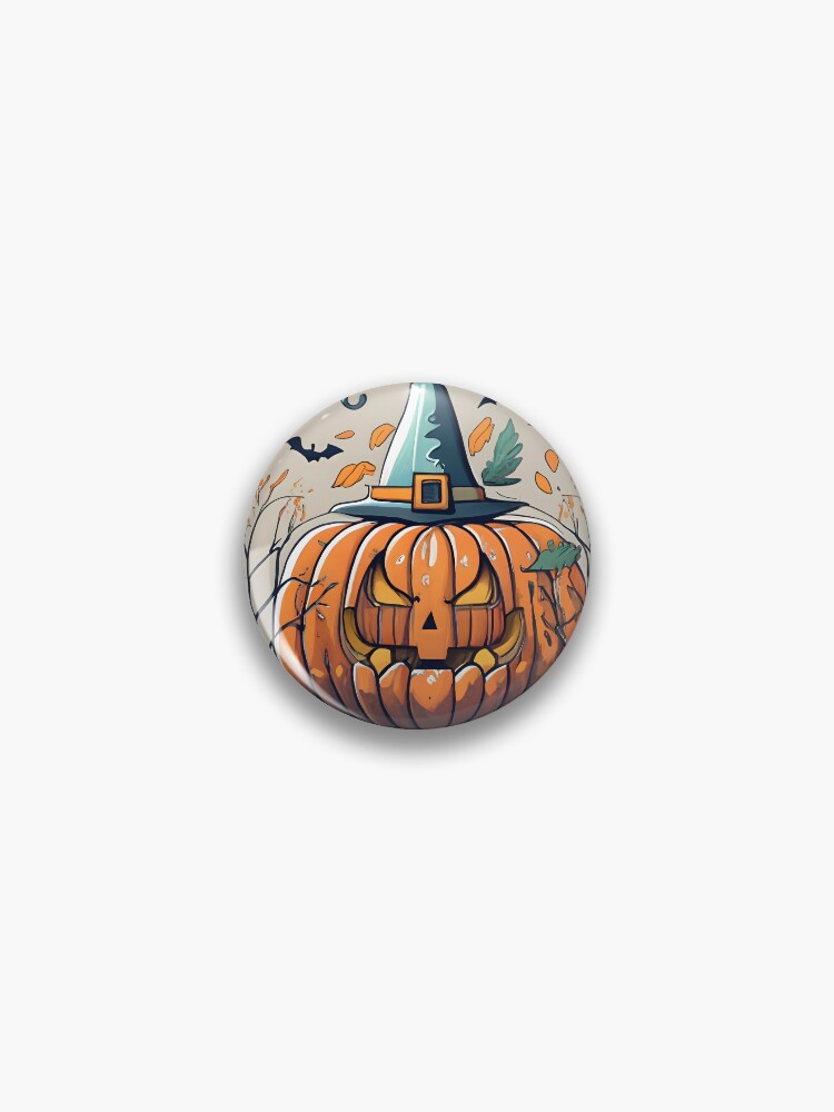 Thumbnail 1 of 3, Pin, Halloween Pumpkin Drawing designed and sold by Patricks-Art.