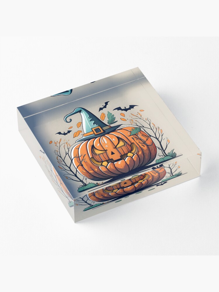 Thumbnail 3 of 5, Acrylic Block, Halloween Pumpkin Drawing designed and sold by Patricks-Art.