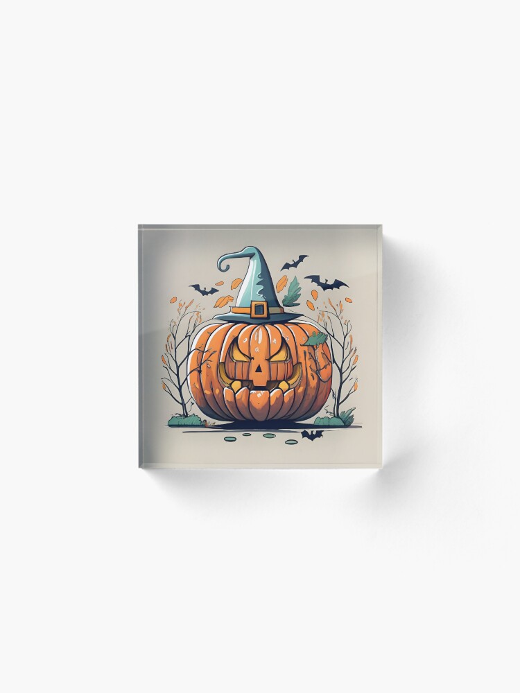 Thumbnail 2 of 5, Acrylic Block, Halloween Pumpkin Drawing designed and sold by Patricks-Art.