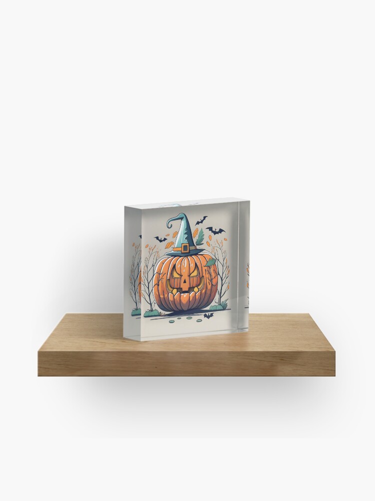 Thumbnail 1 of 5, Acrylic Block, Halloween Pumpkin Drawing designed and sold by Patricks-Art.
