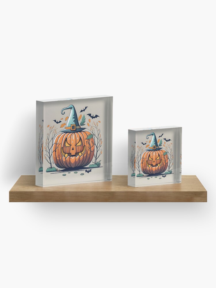 Thumbnail 4 of 5, Acrylic Block, Halloween Pumpkin Drawing designed and sold by Patricks-Art.