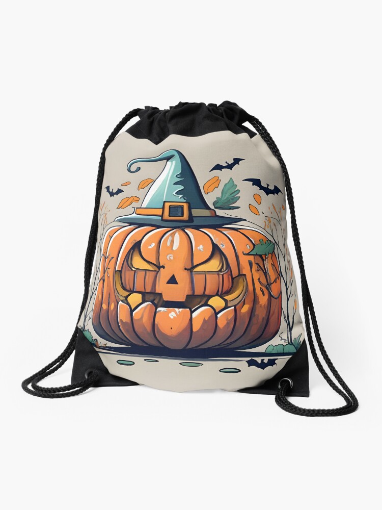 Thumbnail 1 of 3, Drawstring Bag, Halloween Pumpkin Drawing designed and sold by Patricks-Art.
