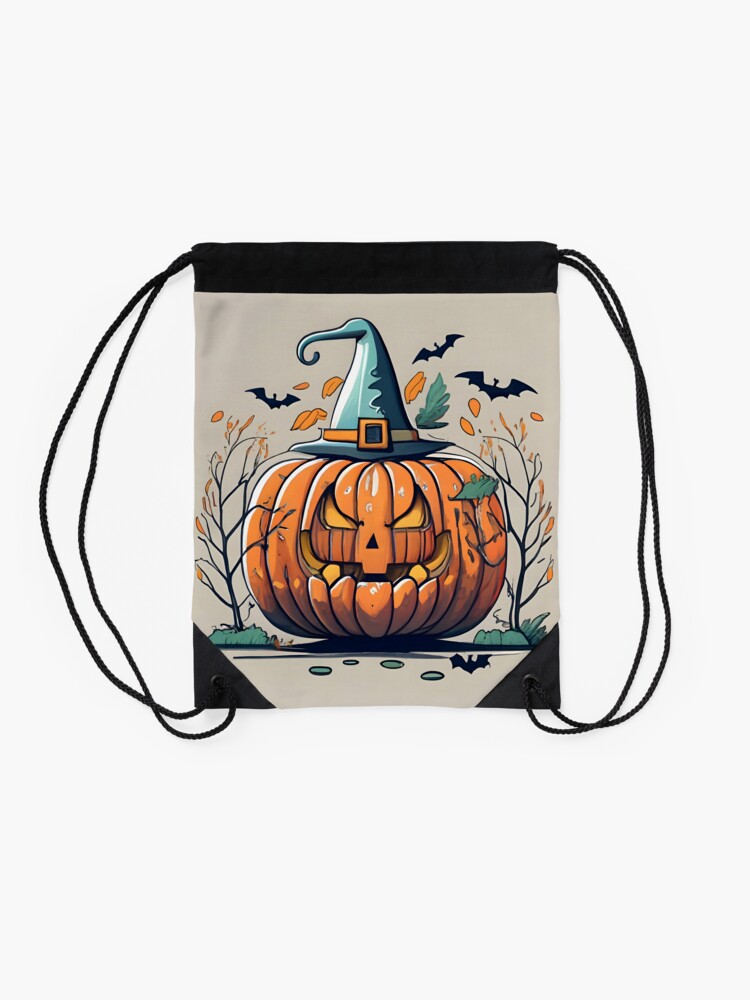 Thumbnail 2 of 3, Drawstring Bag, Halloween Pumpkin Drawing designed and sold by Patricks-Art.