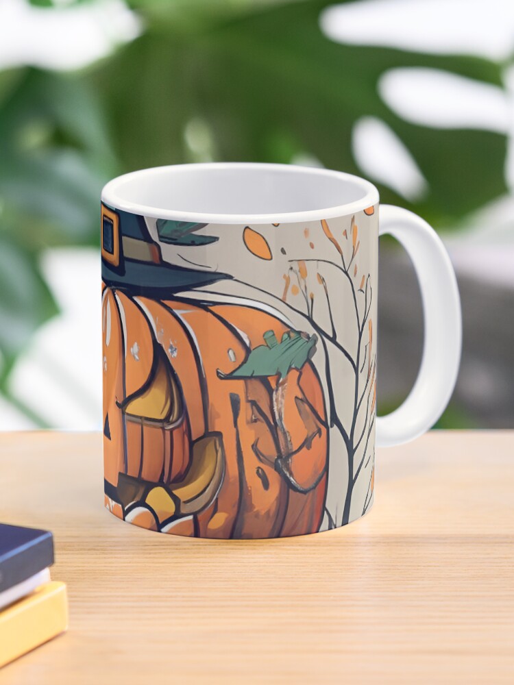 Thumbnail 1 of 6, Coffee Mug, Halloween Pumpkin Drawing designed and sold by Patricks-Art.