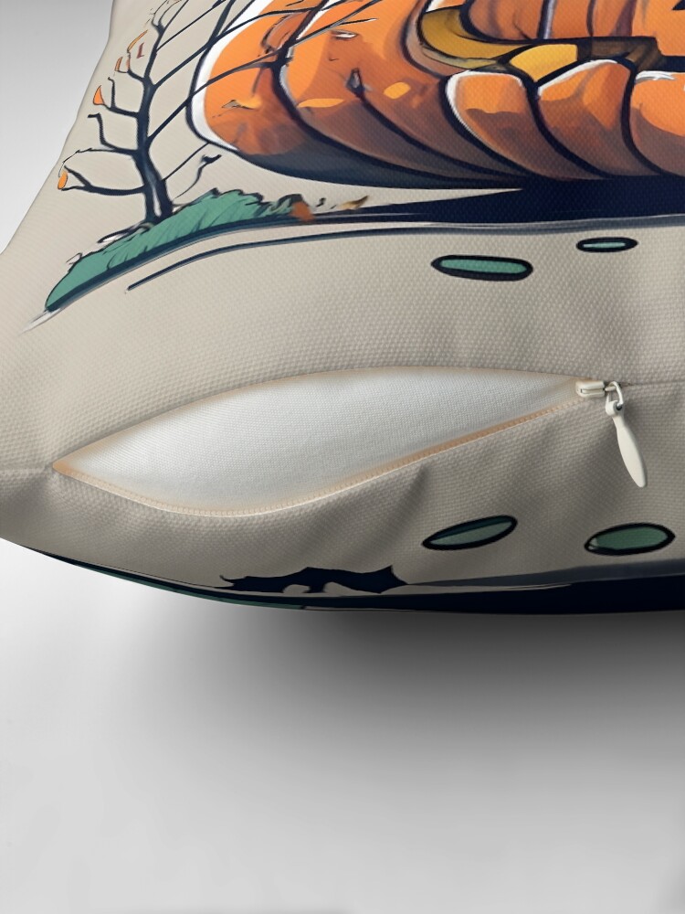 Thumbnail 2 of 4, Pillow, Halloween Pumpkin Drawing designed and sold by Patricks-Art.