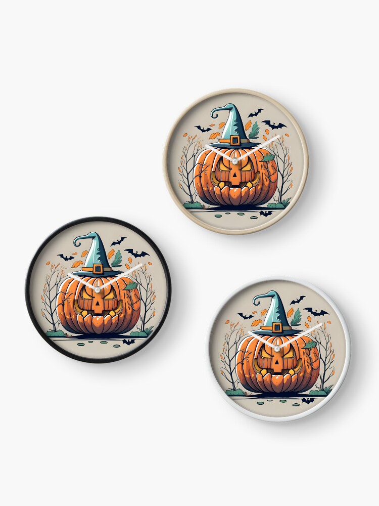 Thumbnail 3 of 4, Clock, Halloween Pumpkin Drawing designed and sold by Patricks-Art.