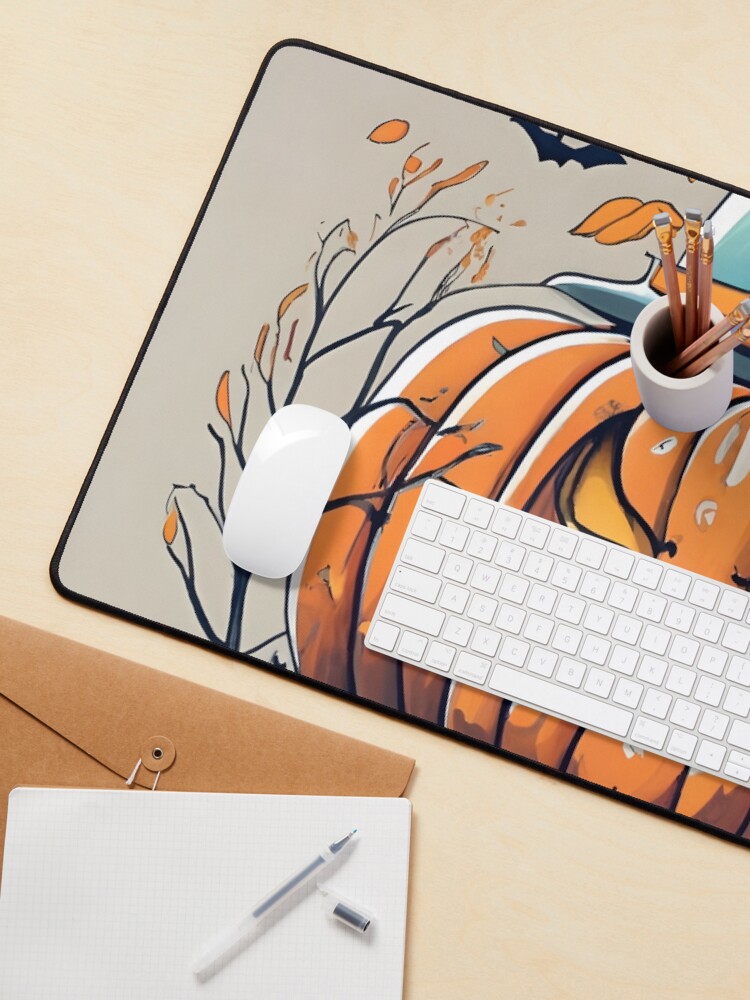 Thumbnail 3 of 5, Mouse Pad, Halloween Pumpkin Drawing designed and sold by Patricks-Art.