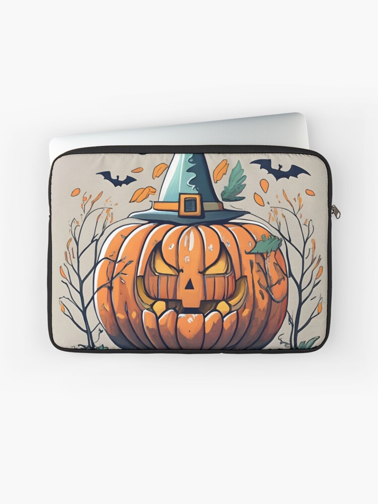 Thumbnail 1 of 2, Laptop Sleeve, Halloween Pumpkin Drawing designed and sold by Patricks-Art.