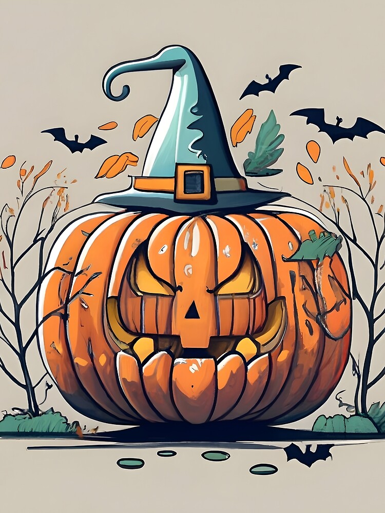 Thumbnail 5 of 5, Graphic T-Shirt, Halloween Pumpkin Drawing designed and sold by Patricks-Art.