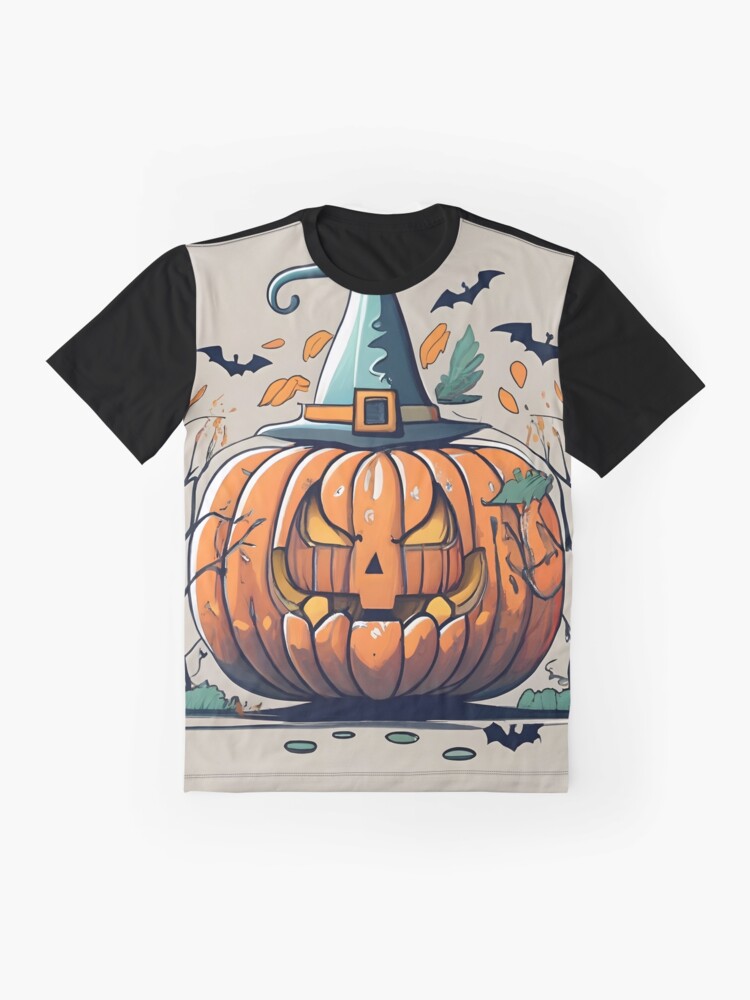 Thumbnail 4 of 5, Graphic T-Shirt, Halloween Pumpkin Drawing designed and sold by Patricks-Art.