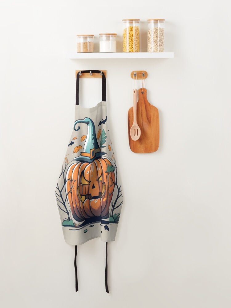 Thumbnail 4 of 6, Apron, Halloween Pumpkin Drawing designed and sold by Patricks-Art.