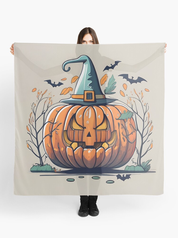 Thumbnail 1 of 3, Scarf, Halloween Pumpkin Drawing designed and sold by Patricks-Art.