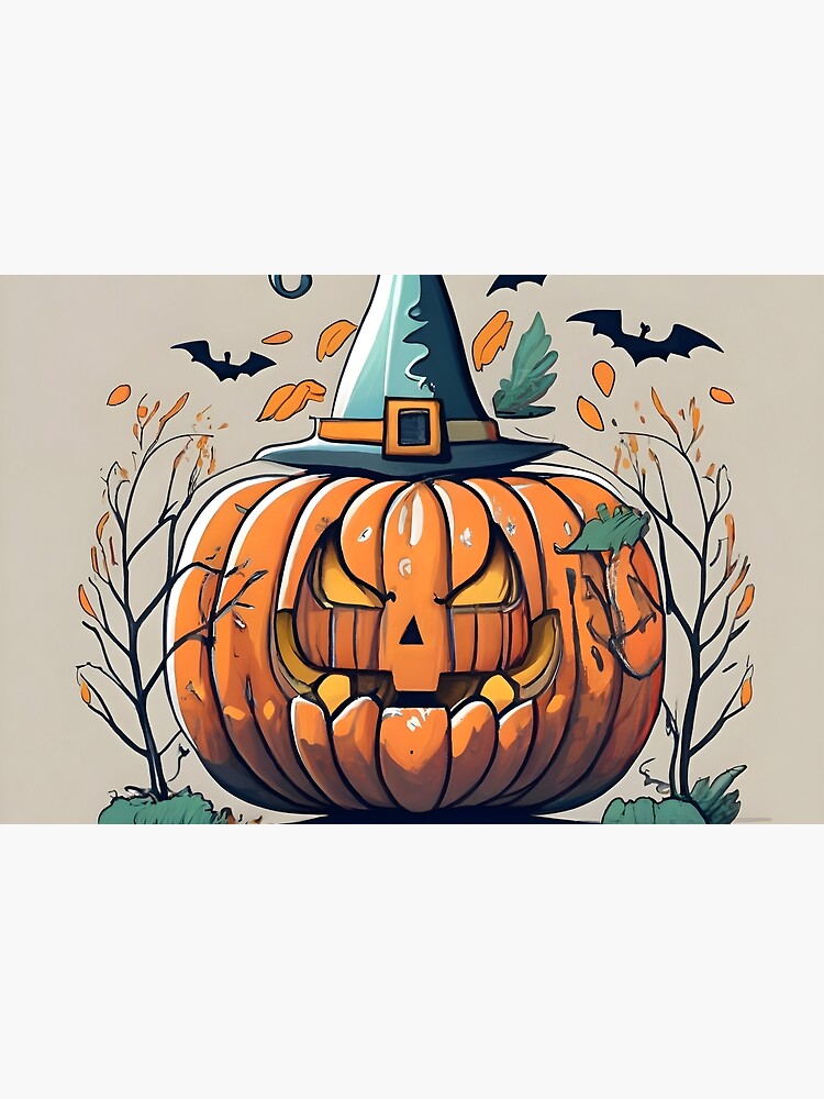 Thumbnail 6 of 6, Bath Mat, Halloween Pumpkin Drawing designed and sold by Patricks-Art.