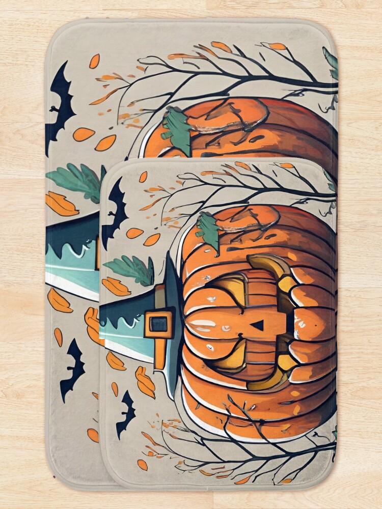 Thumbnail 5 of 6, Bath Mat, Halloween Pumpkin Drawing designed and sold by Patricks-Art.