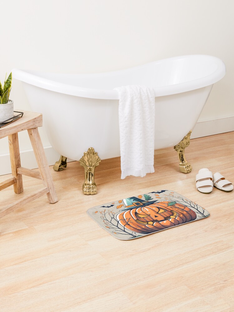 Thumbnail 2 of 6, Bath Mat, Halloween Pumpkin Drawing designed and sold by Patricks-Art.