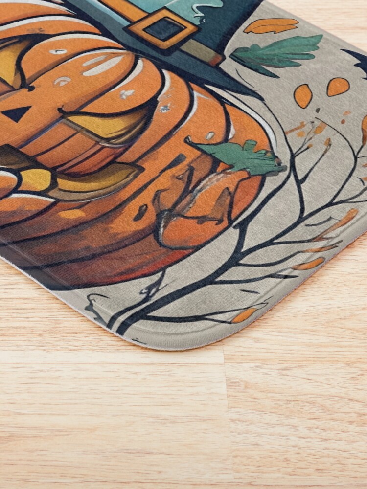 Thumbnail 3 of 6, Bath Mat, Halloween Pumpkin Drawing designed and sold by Patricks-Art.