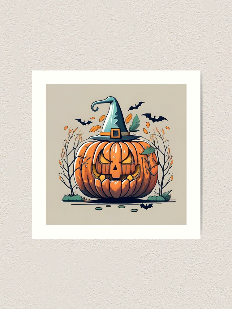 Thumbnail 1 of 3, Art Print, Halloween Pumpkin Drawing designed and sold by Patricks-Art.