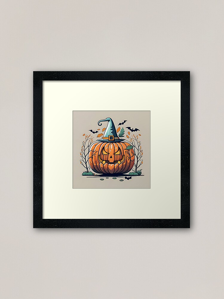 Thumbnail 2 of 7, Framed Art Print, Halloween Pumpkin Drawing designed and sold by Patricks-Art.