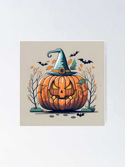 Thumbnail 1 of 3, Poster, Halloween Pumpkin Drawing designed and sold by Patricks-Art.