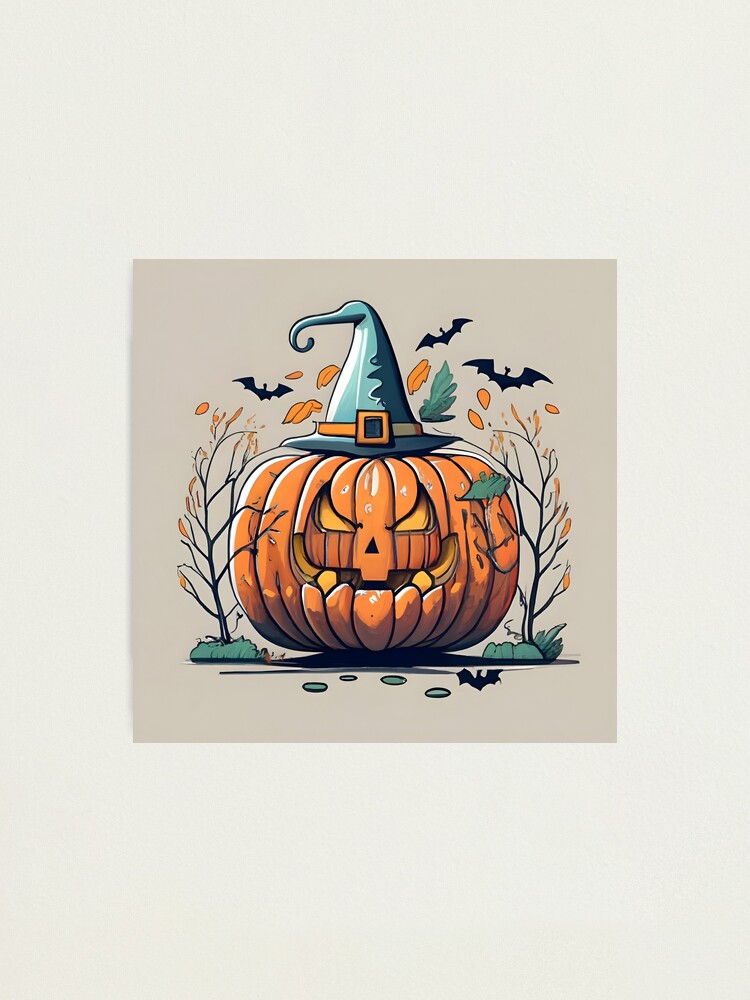 Thumbnail 1 of 3, Photographic Print, Halloween Pumpkin Drawing designed and sold by Patricks-Art.