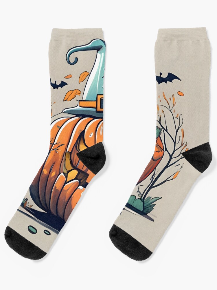 Thumbnail 1 of 5, Socks, Halloween Pumpkin Drawing designed and sold by Patricks-Art.